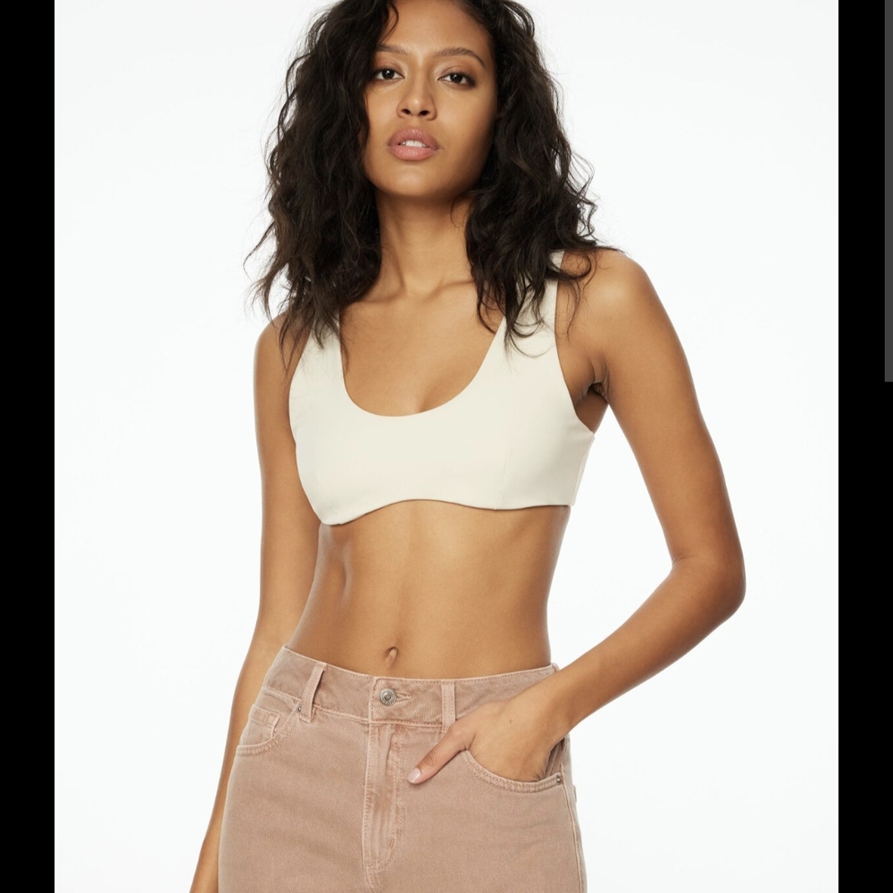 Cream Scoop Neck Crop Top
